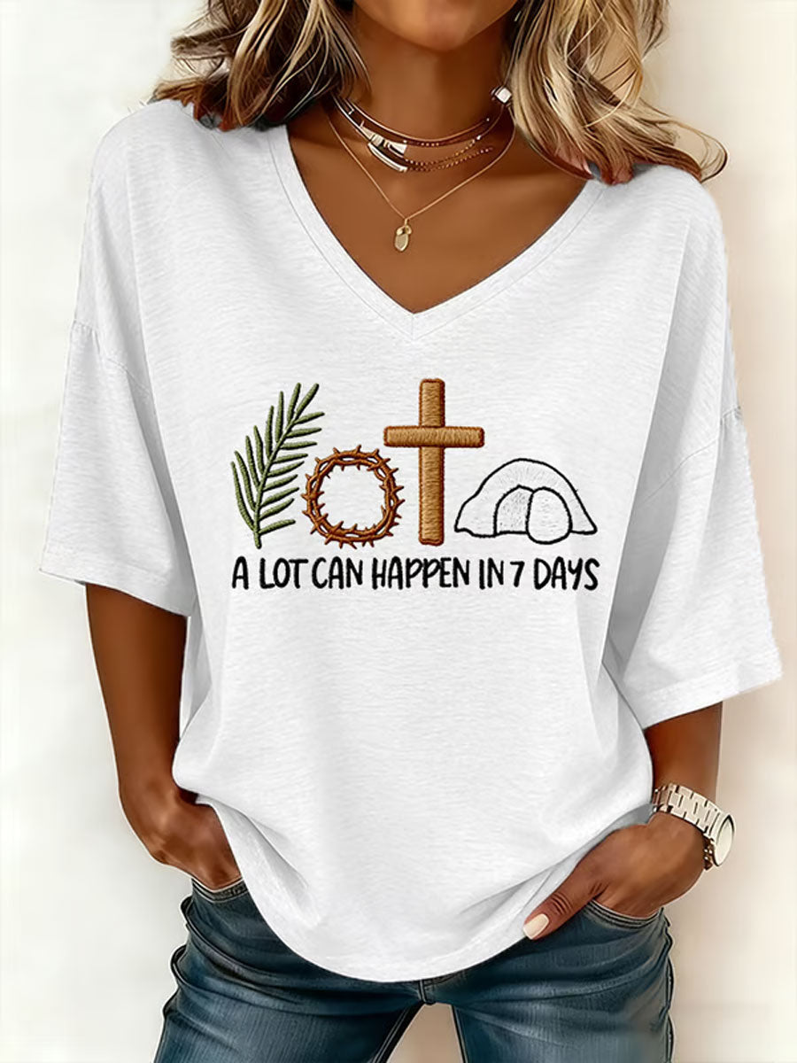 Women's Easter Bunny A Lot Can Happen In 3 Days Printed T-shirt