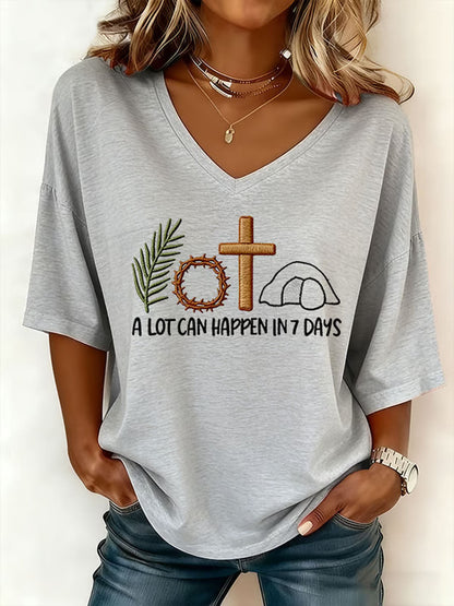 Women's Easter Bunny A Lot Can Happen In 3 Days Printed T-shirt