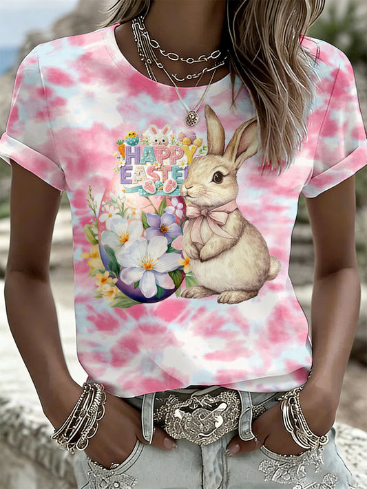 Women's Easter-Themed Printed T-Shirt