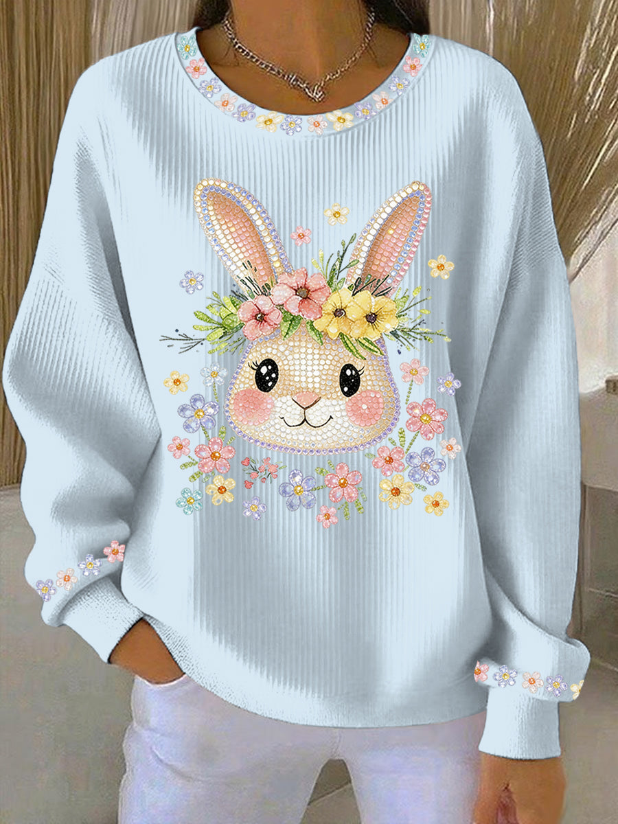 Women's Easter Bunny Art Print Casual Sweatshirt