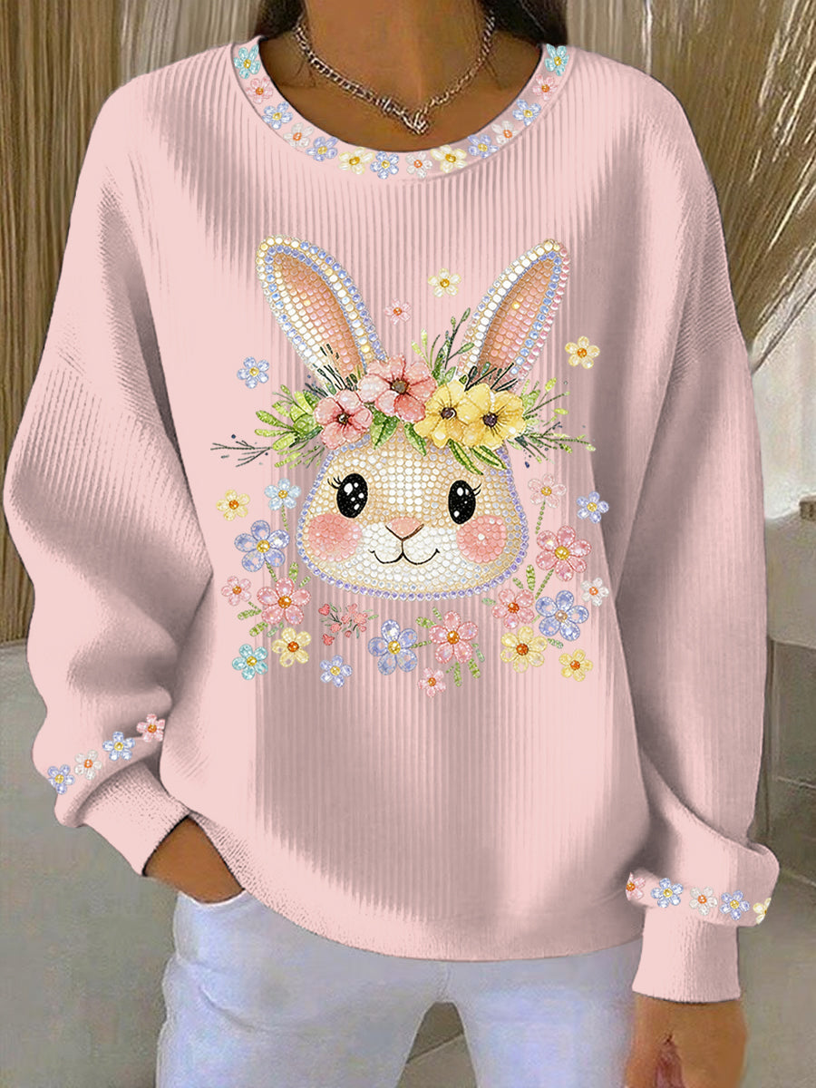 Women's Easter Bunny Art Print Casual Sweatshirt