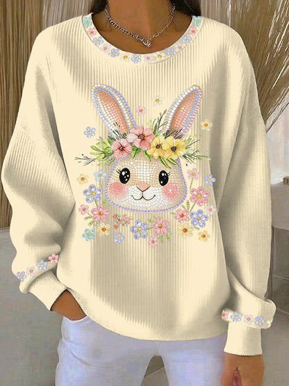 Women's Easter Bunny Art Print Casual Sweatshirt