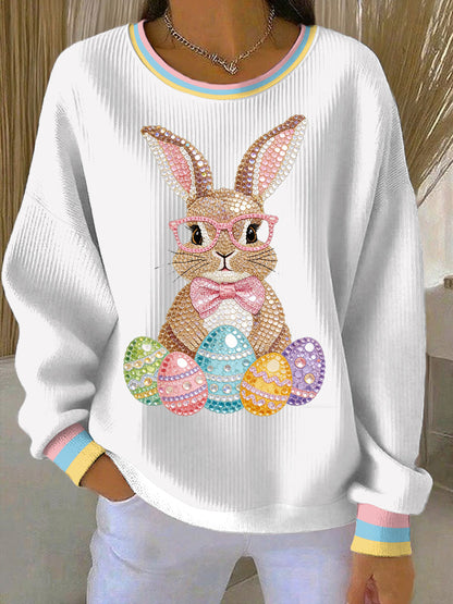 Women's Easter Bunny Art Print Casual Sweatshirt