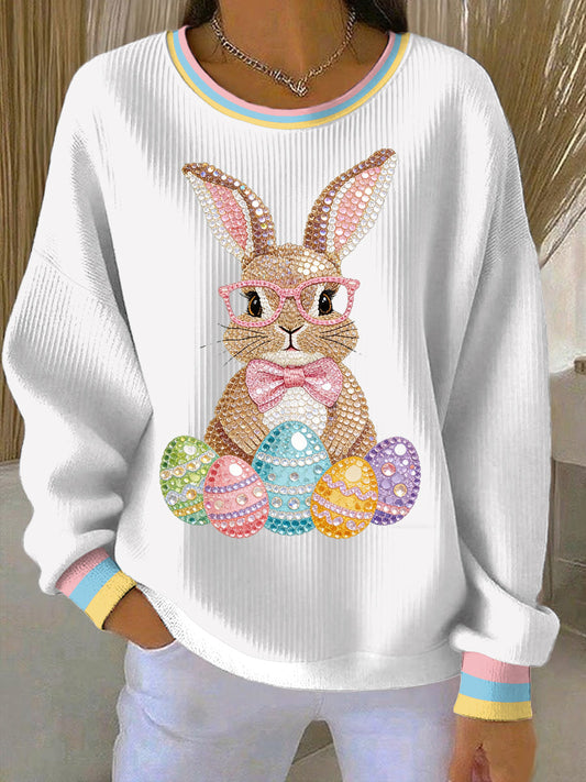 Women's Easter Bunny Art Print Casual Sweatshirt