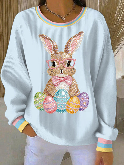 Women's Easter Bunny Art Print Casual Sweatshirt