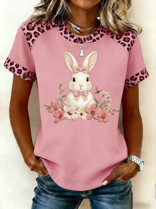 Women's Rabbit Print Casual T-Shirt