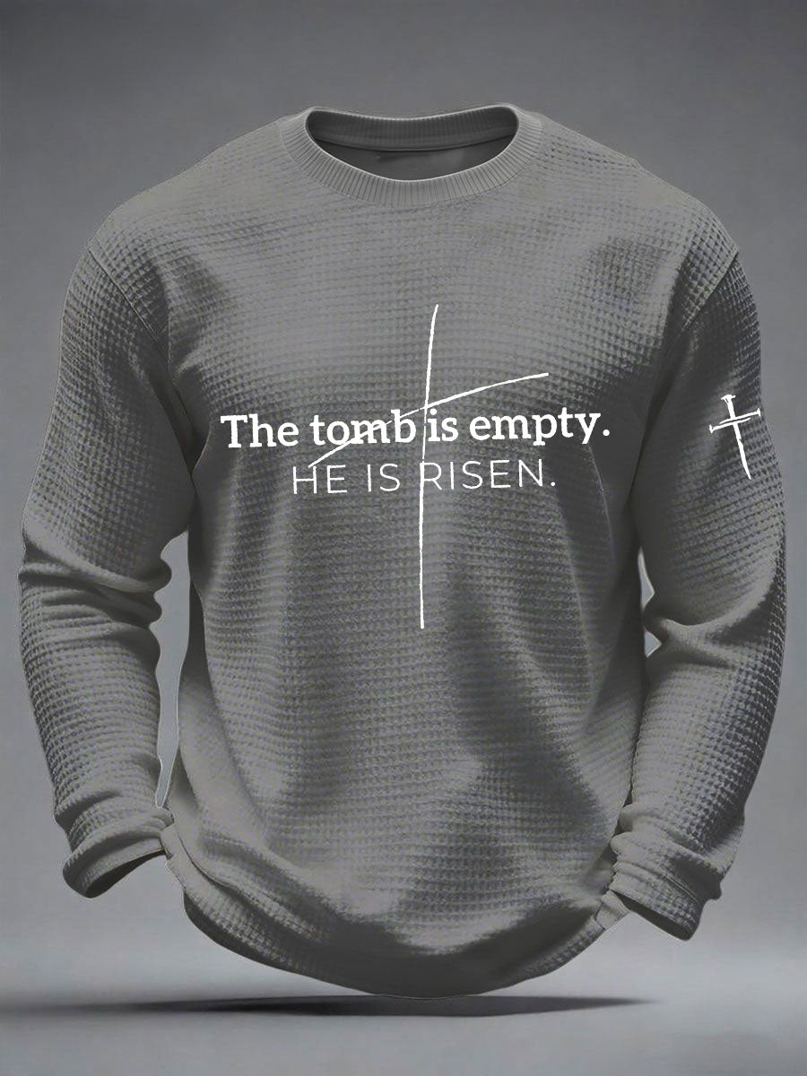 Men's 'He Is Risen' Waffle Print Casual T-Shirt