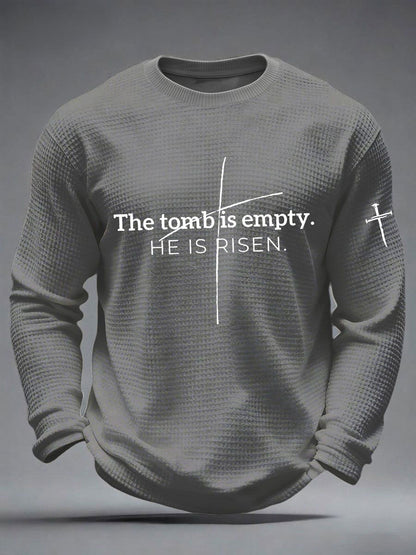 Men's 'He Is Risen' Waffle Print Casual T-Shirt