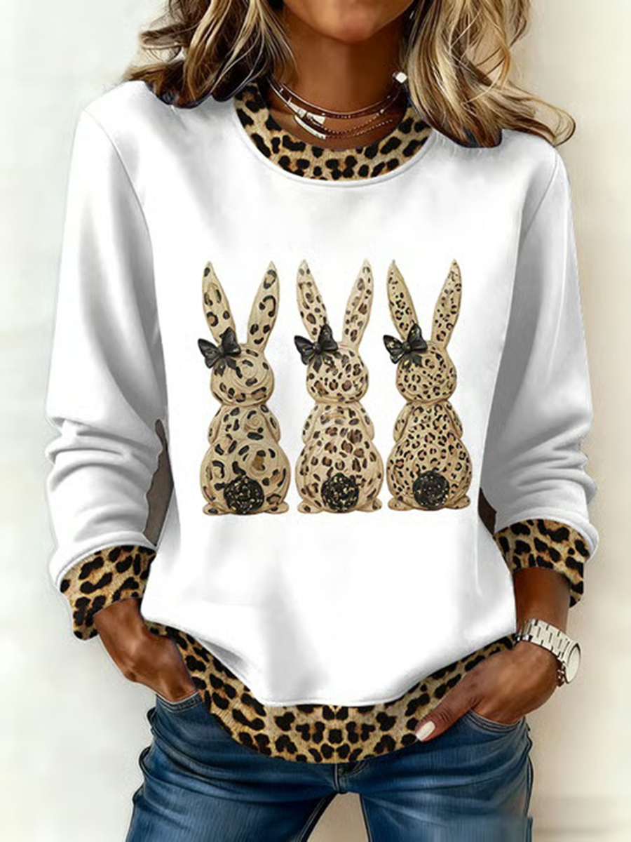 Women's Cute Rabbit Print Casual Sweatshirt