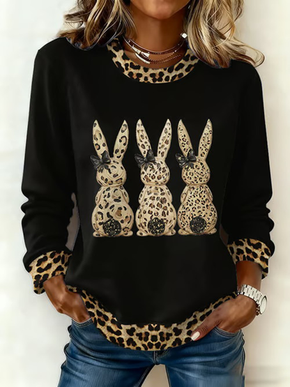 Women's Cute Rabbit Print Casual Sweatshirt