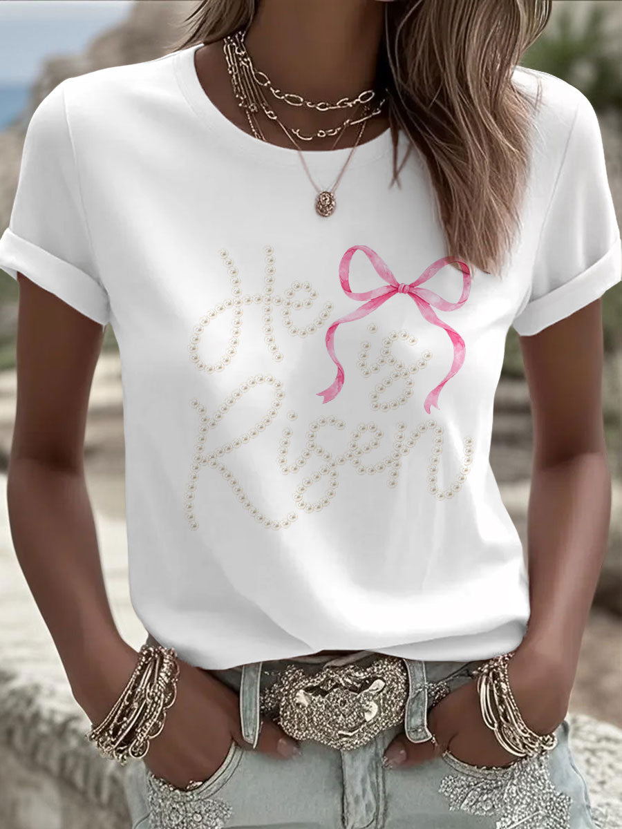 Women's 'He Is Risen' Printed Casual T-Shirt