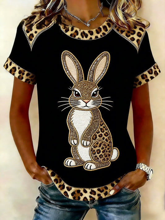 Women's Rabbit Print Casual T-Shirt