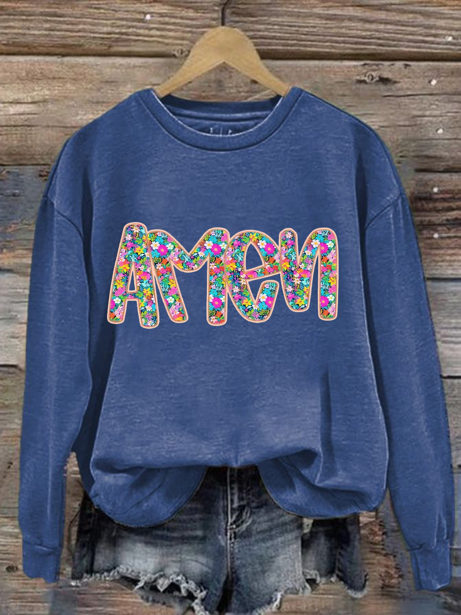 Women's Christian Easter Floral Glitter Amen sweatshirt