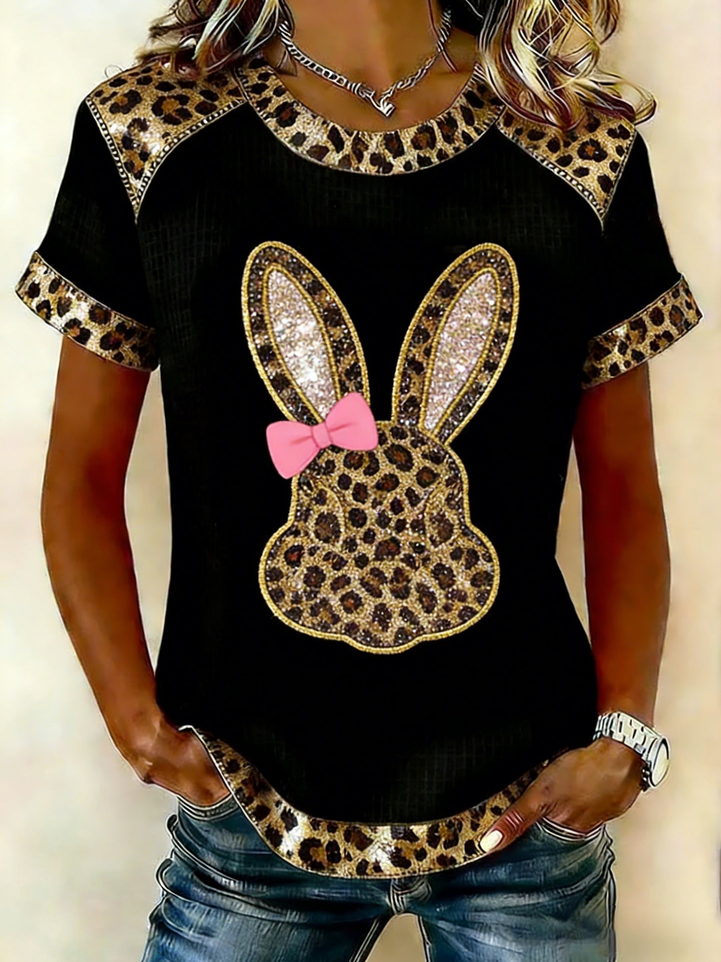 Women's Rabbit Print Casual T-Shirt