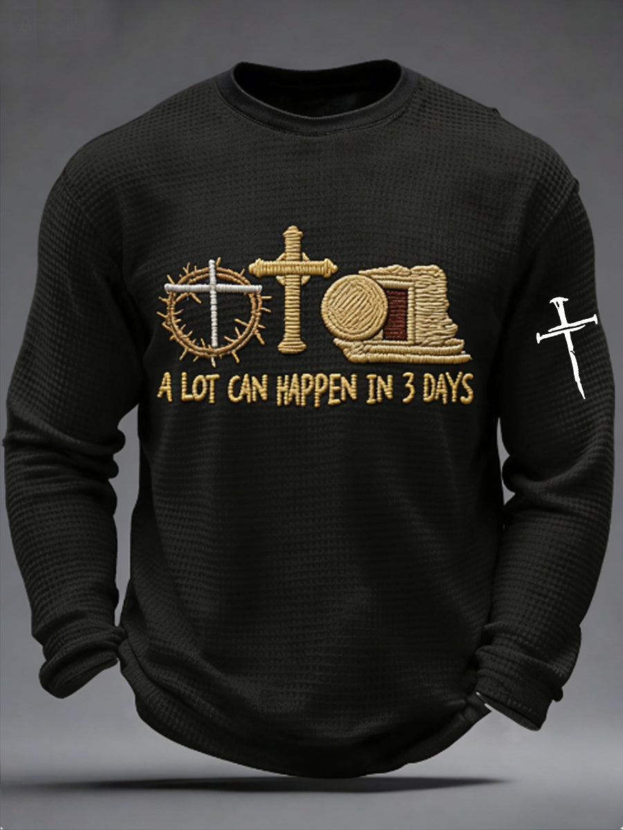 Men's A Lot Can Happen In 3 Days Waffle Long Sleeve T-Shirt