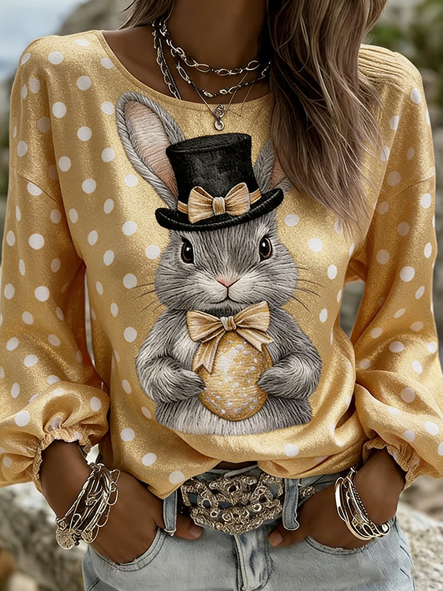 Women's Easter Bunny Floral Print Tops
