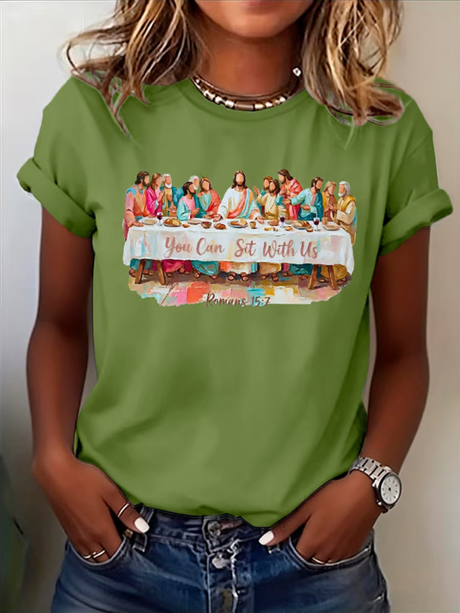 Women's Christian Easter You Can Sit With Us Print  T-shirt