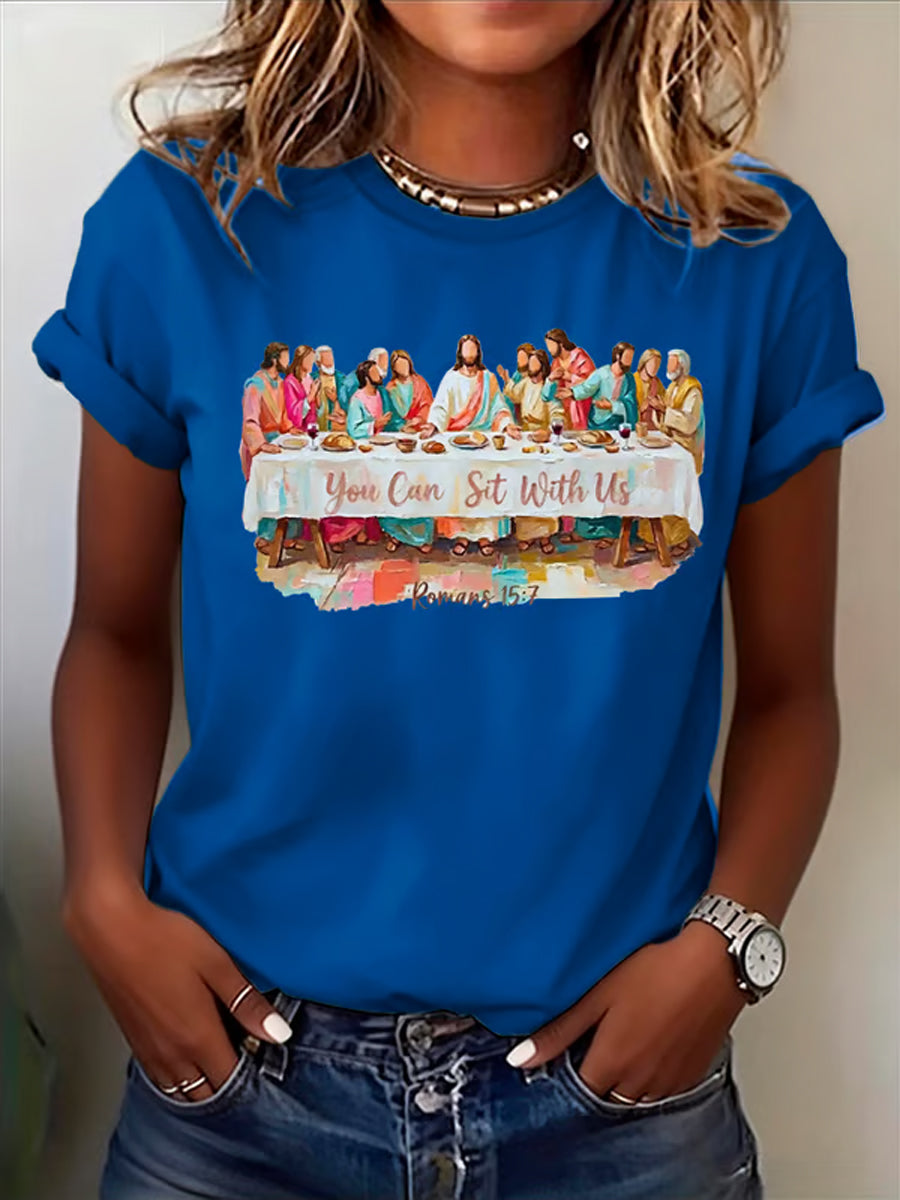 Women's Christian Easter You Can Sit With Us Print  T-shirt