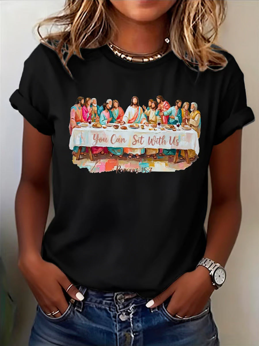 Women's Christian Easter You Can Sit With Us Print  T-shirt