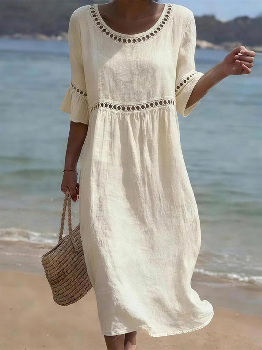 Women's Simple Solid Color Linen Blend Dress