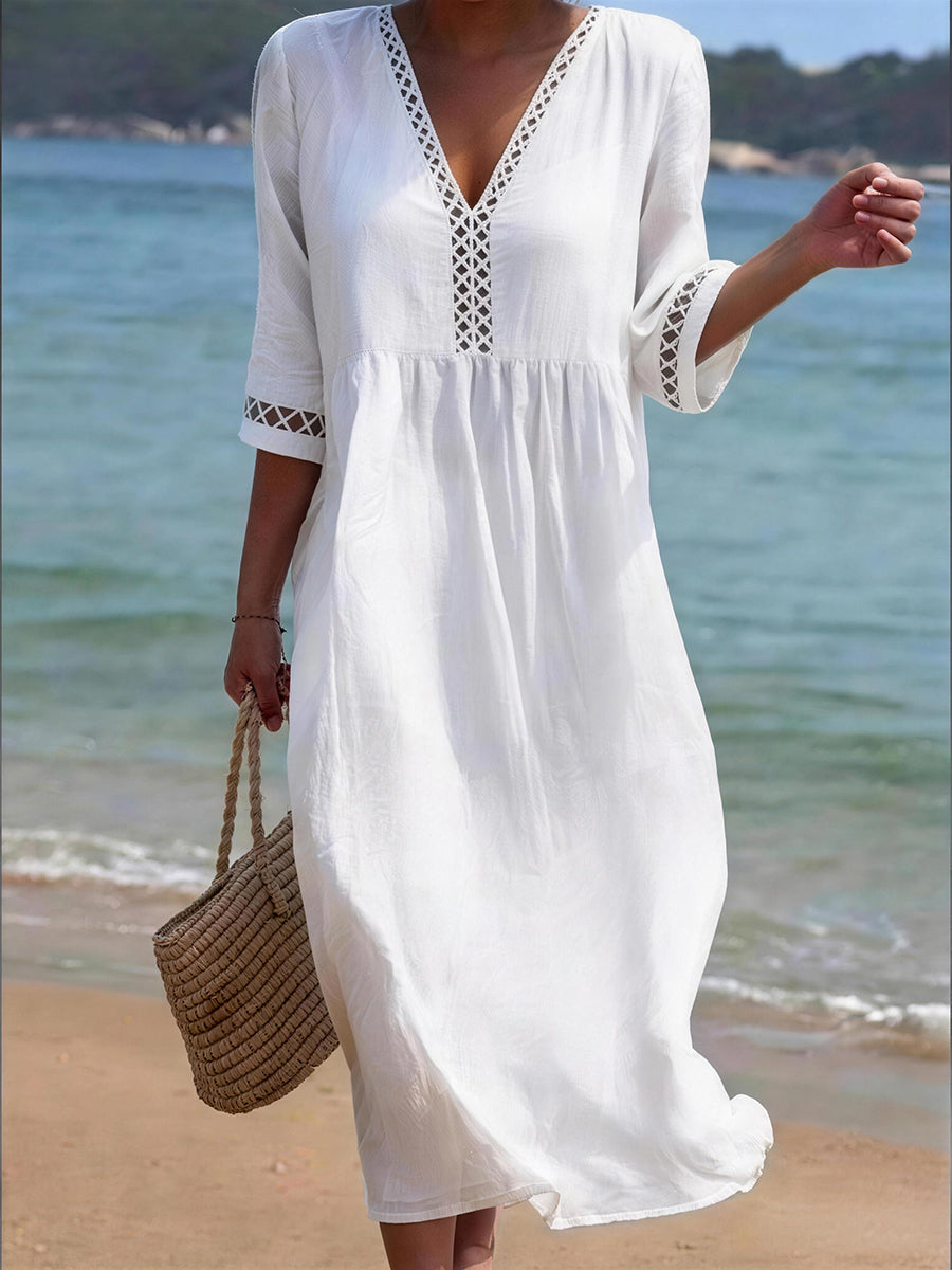 Women's Simple Solid Color Linen Blend Dress