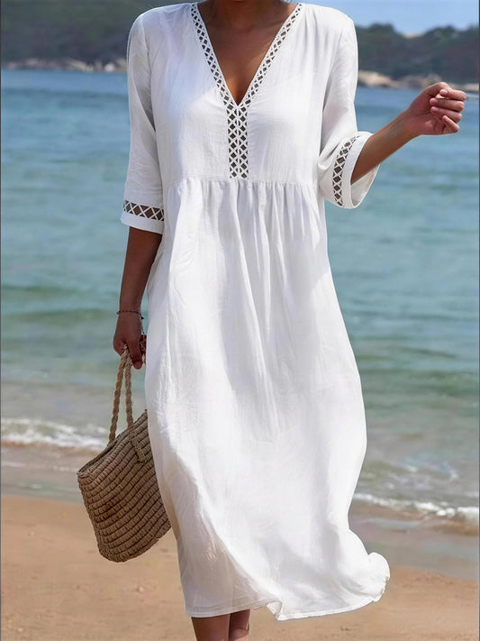 Women's Simple Solid Color Linen Blend Dress