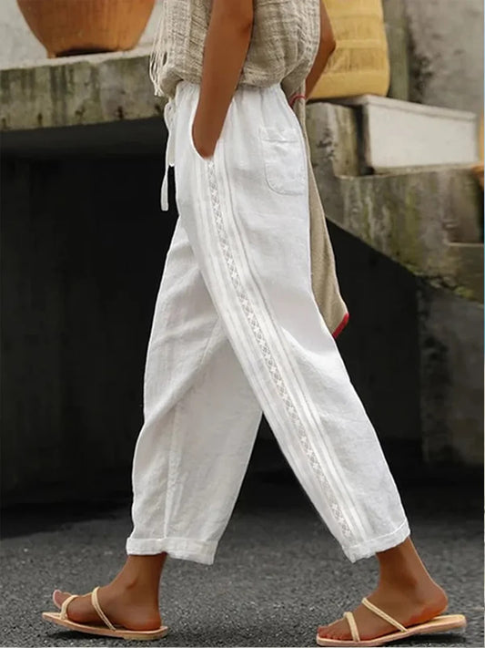 Women's Casual Daily Button Side Straight Pants