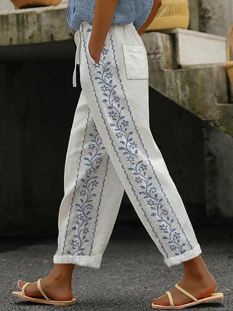 Women's Casual Daily Button Side Straight Pants
