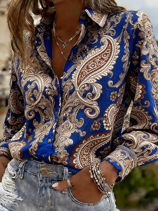 Women's Retro Resort Style Art Print Casual Comfort Shirt