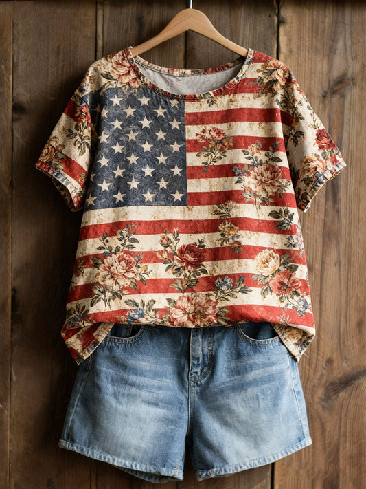 Women's Floral Art Print Casual T-Shirt