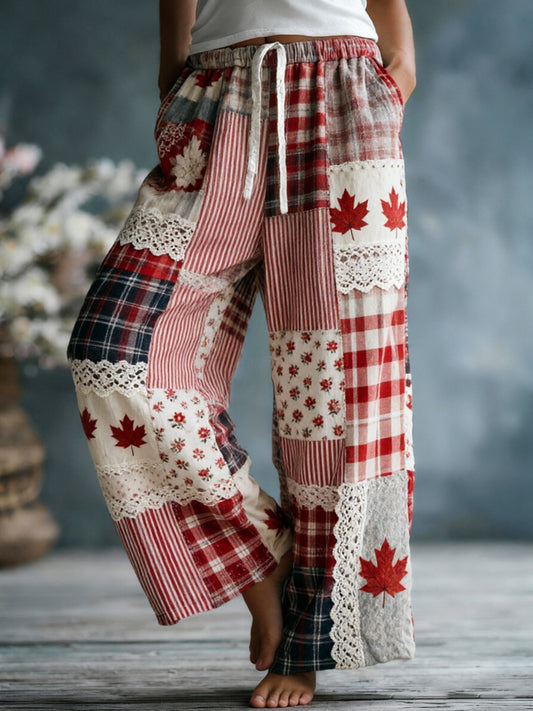 Women's Maple Leaf Cotton-Linen Pants