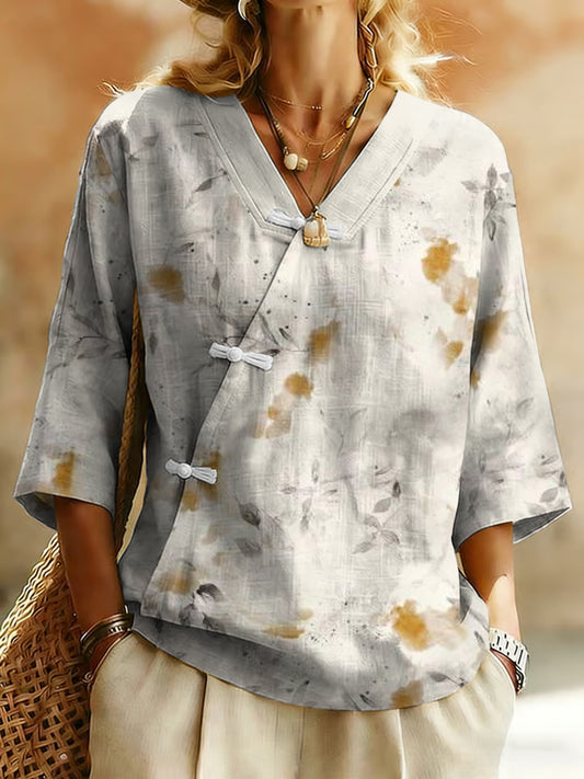 Women's Plants And Flowers  Linen Blend Shirt
