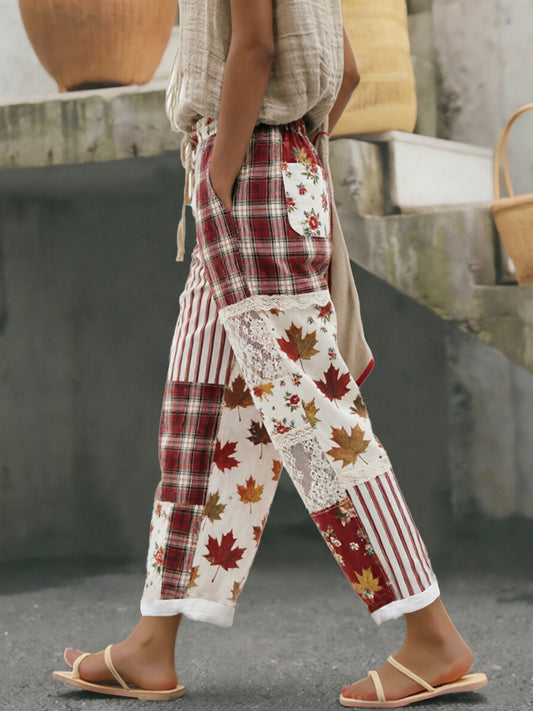 Women's Maple Leaf Cotton-Linen Pants
