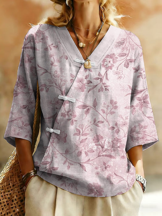 Women's Plants And Flowers  Linen Blend Shirt