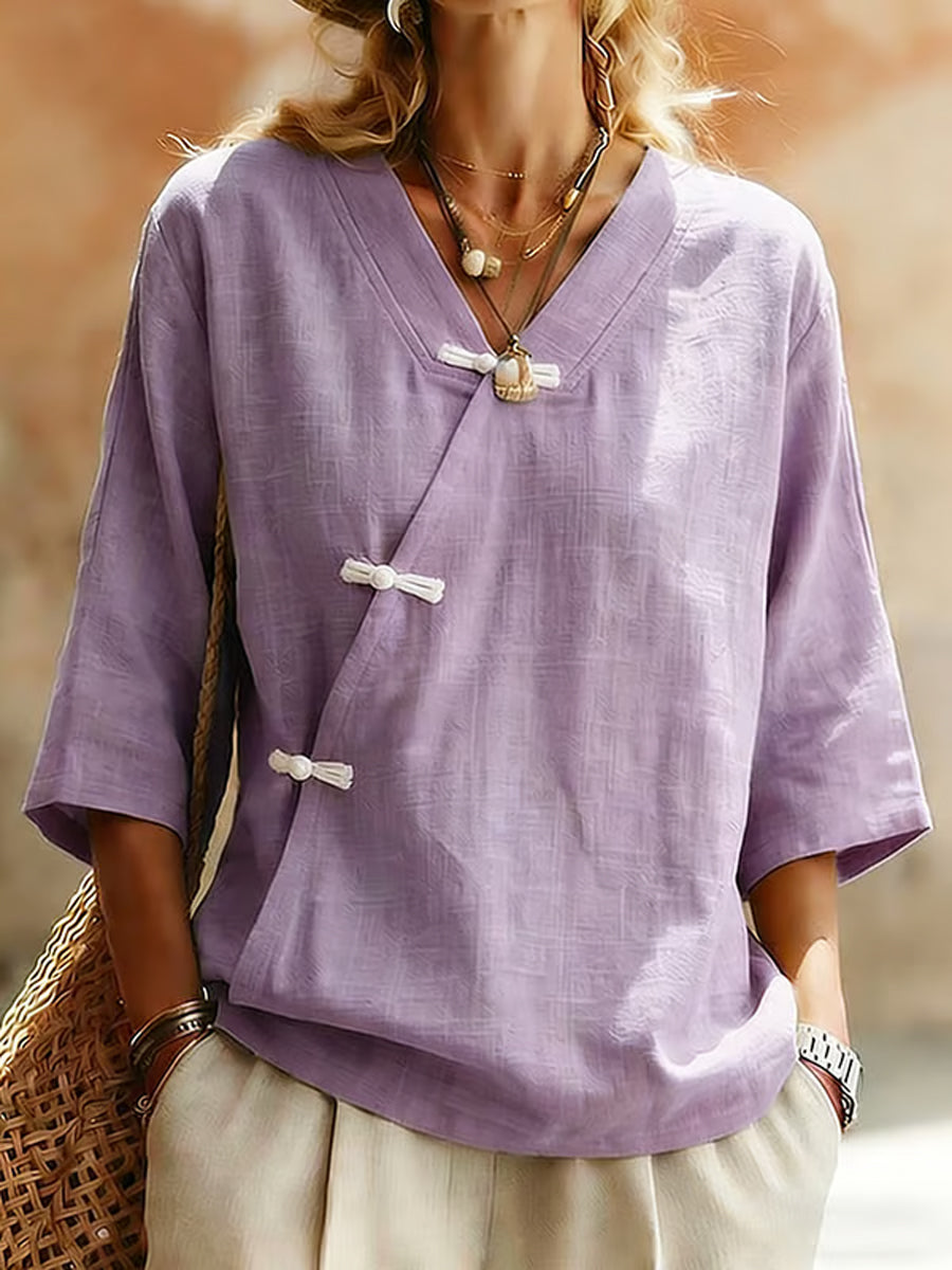 Women's Plants And Flowers  Linen Blend Shirt