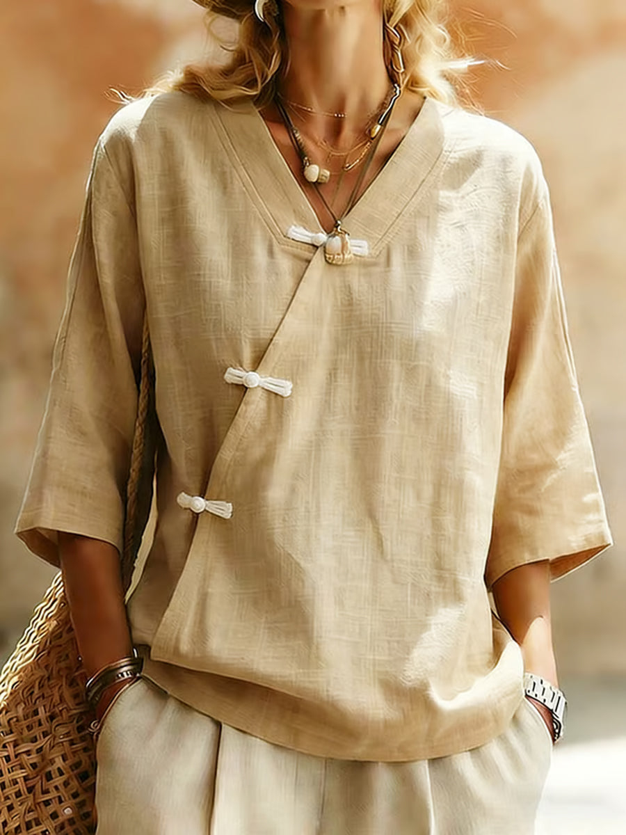 Women's Plants And Flowers  Linen Blend Shirt