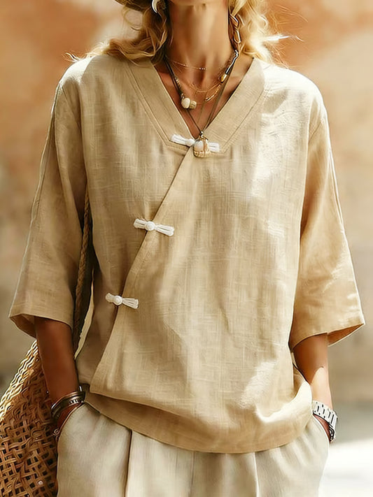 Women's Plants And Flowers  Linen Blend Shirt