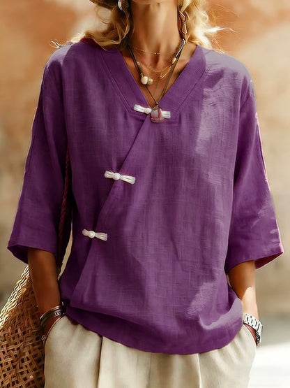 Women's Plants And Flowers  Linen Blend Shirt