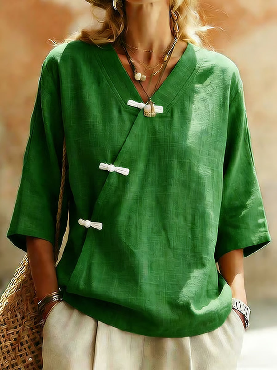 Women's Plants And Flowers  Linen Blend Shirt