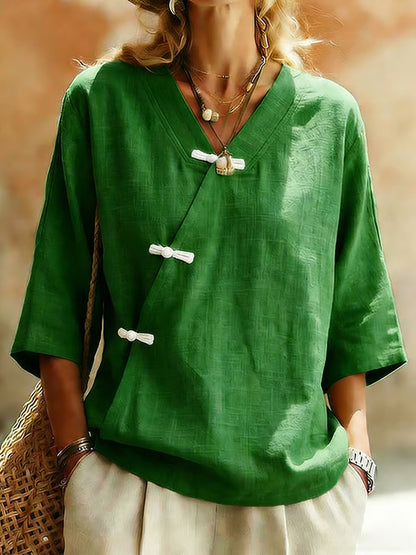 Women's Plants And Flowers  Linen Blend Shirt