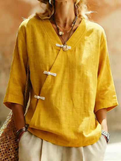 Women's Plants And Flowers  Linen Blend Shirt