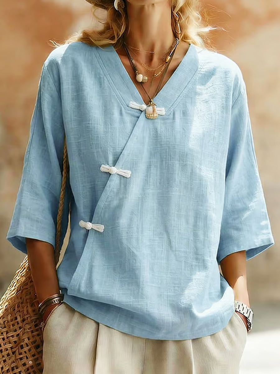 Women's Plants And Flowers  Linen Blend Shirt
