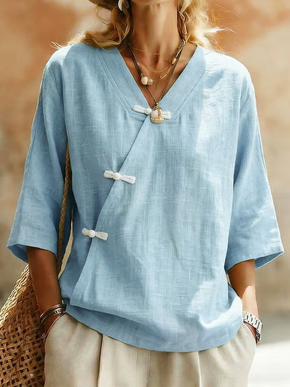 Women's Plants And Flowers  Linen Blend Shirt