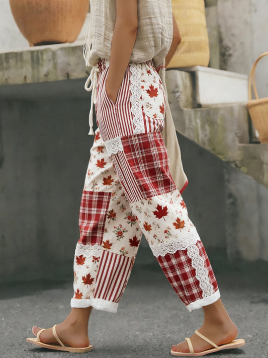 Women's Maple Leaf Cotton-Linen Pants