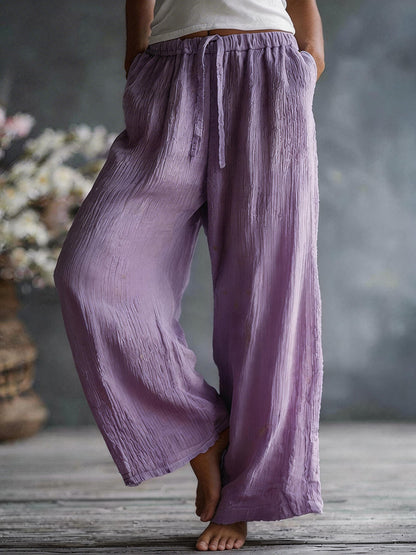 Women's Simple Solid Color Linen Blend Pants