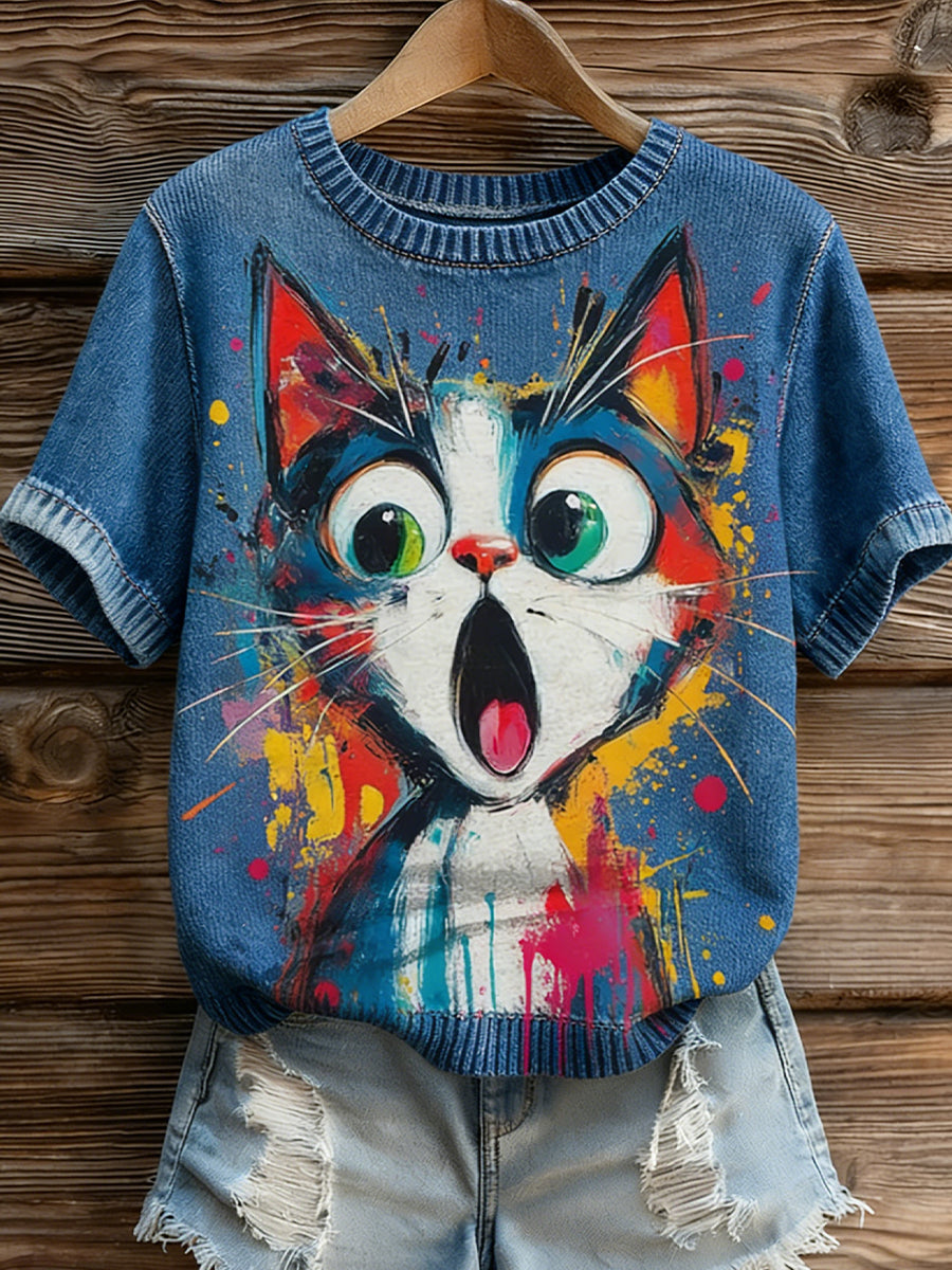 Retro Abstract Animal Art Pattern Comfortable T-Shirt