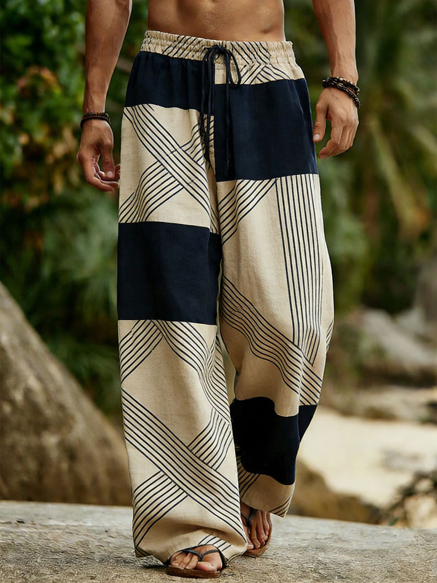 Men's Abstract Geometric Art Print Casual Pants