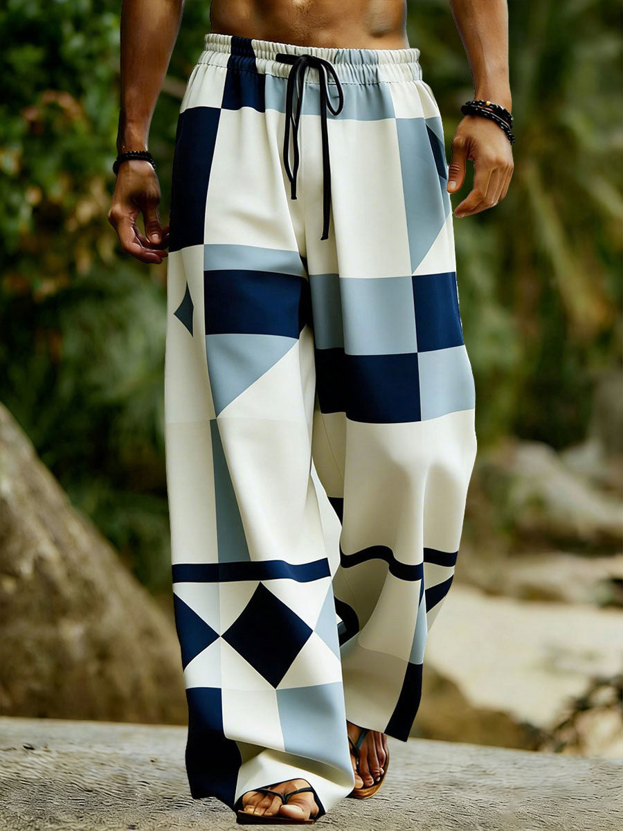Men's Abstract Geometric Art Print Casual Pants