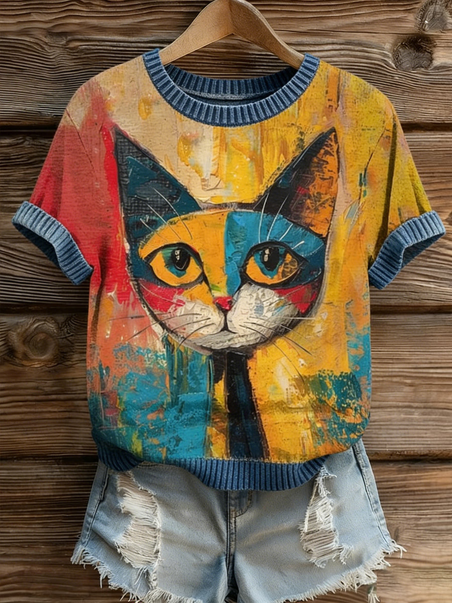 Retro Abstract Animal Art Pattern Comfortable T-Shirt
