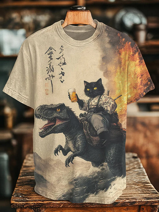 Vintage Art Print Pure Cotton Casual T-Shirt